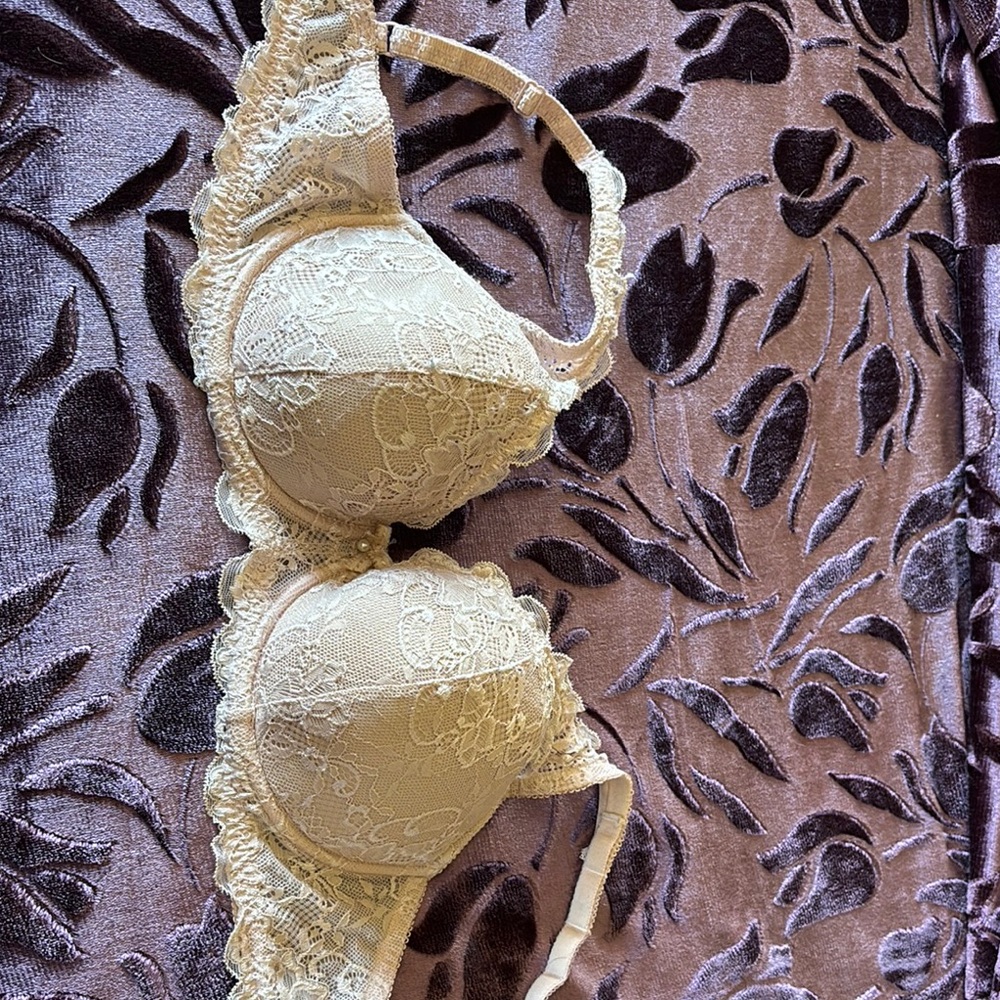 Cream Lace Padded Bra Intimates